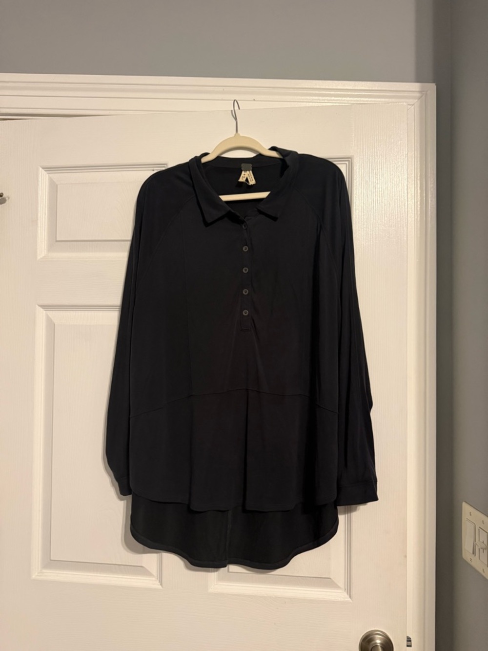 We The Free Black Long-Sleeve Polo Tunic Top